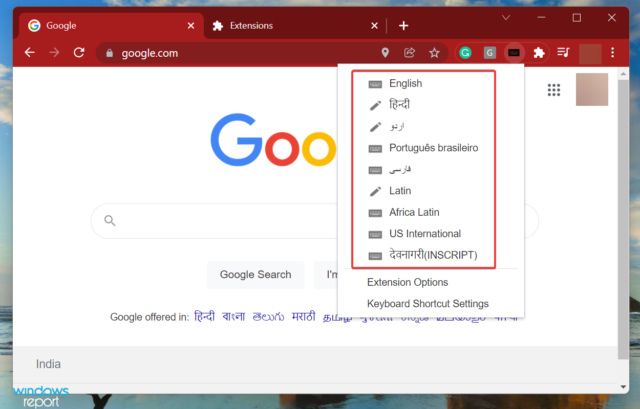 Choose virtual keyboard language