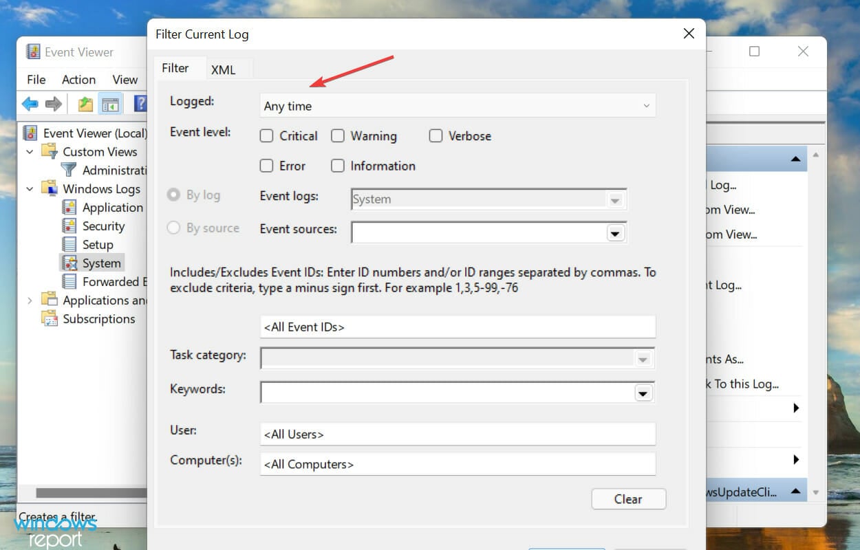 Logged dropdown menu