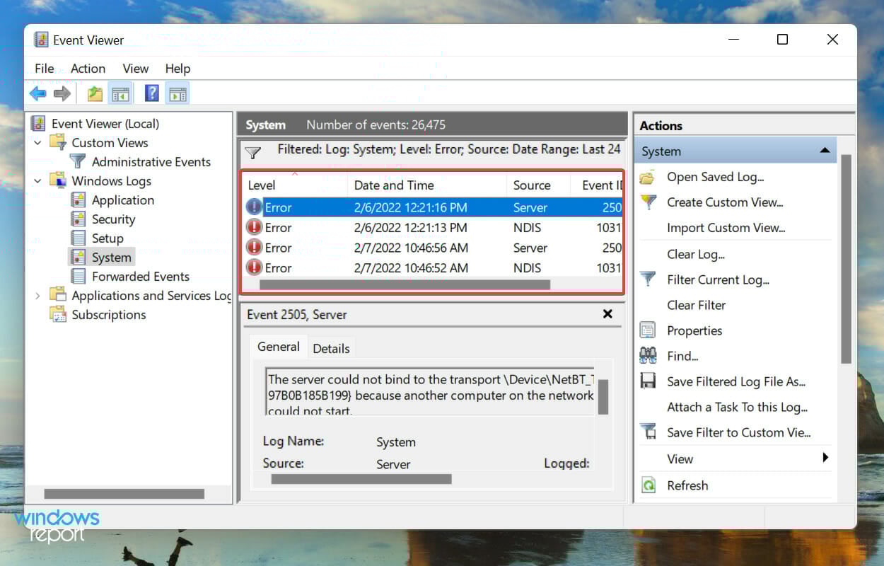 Windows 11 error logs are now listed