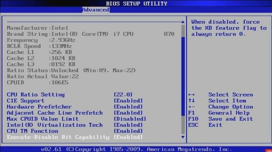 windows 7 bios settings