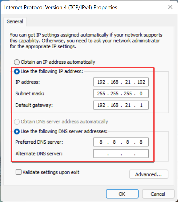 Use the following IP address