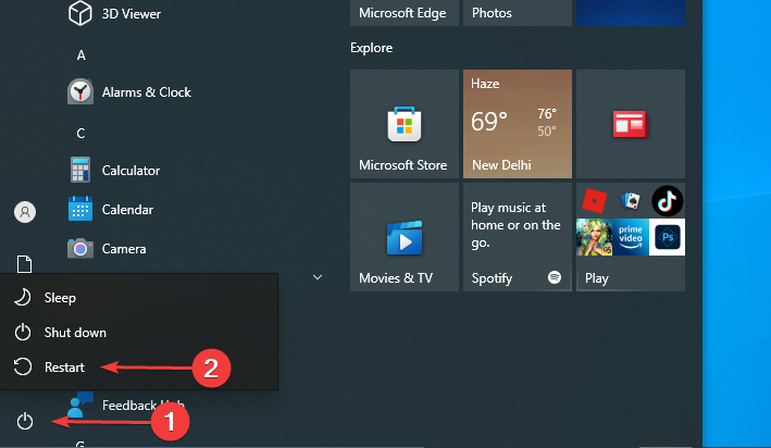 Restart in Windows RE to repair Windows 10