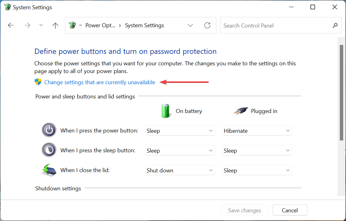 Change settings that are current unavailable to fix ethernet doesn't have a valid ip configuration windows 11