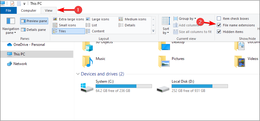 windows file name extensions