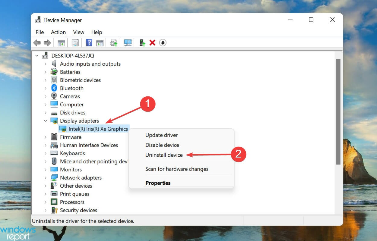Uninstall device to fix Night Light not turning off Windows 11