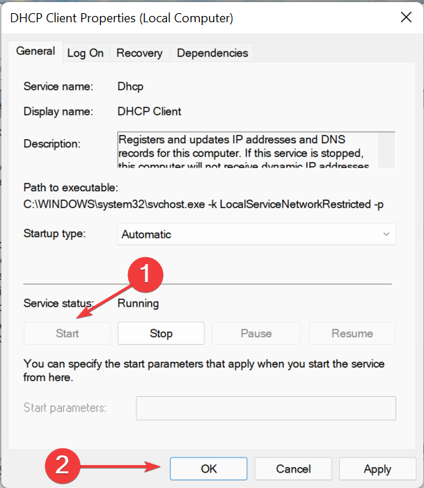 Run the DHCP Client service
