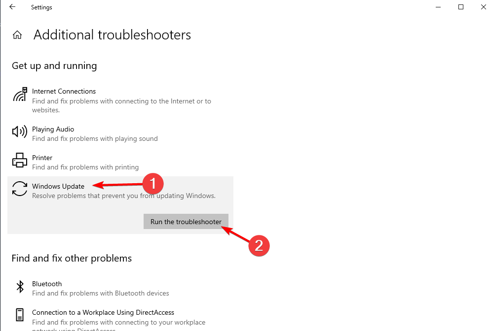 run-windows-update windows 10 update assistant failed