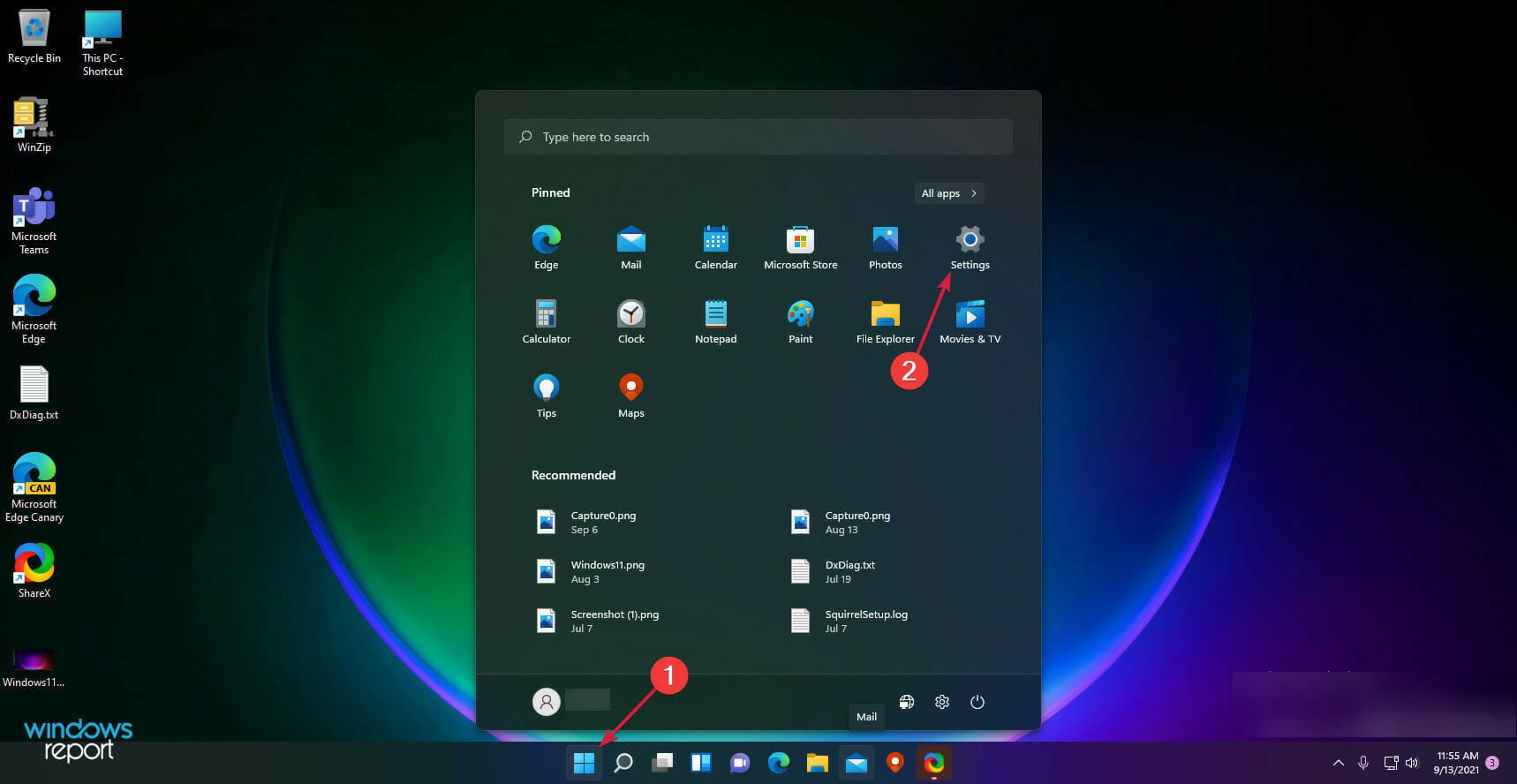 go to settings windows 11