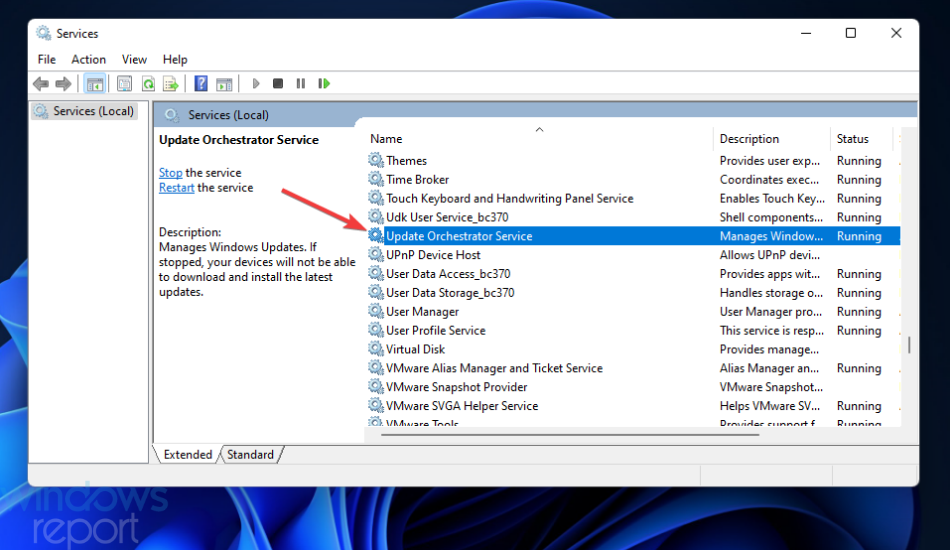 click on orchestrator service