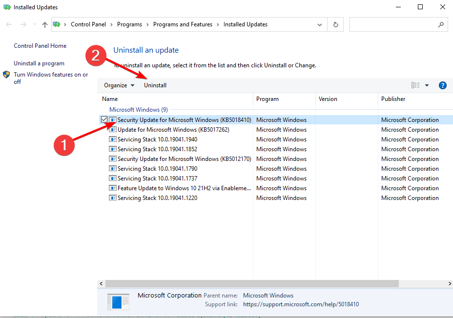 update-uninstall programs keep crashing windows 10