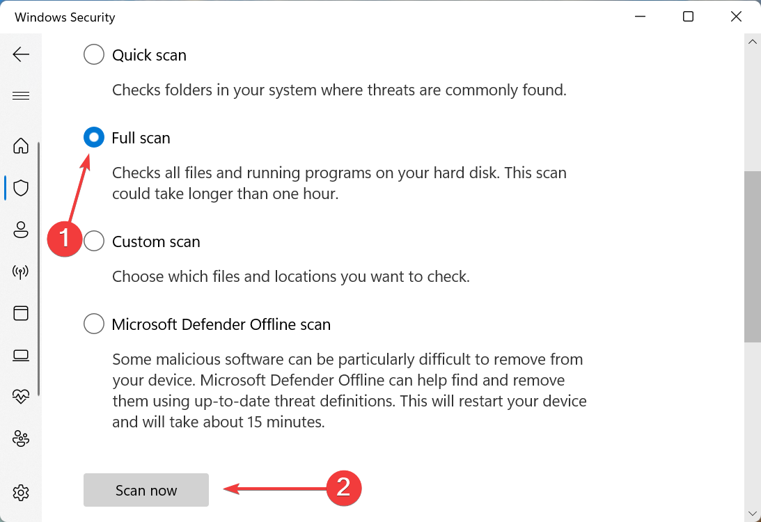 Run full scan to fix windows 11 some keys not working