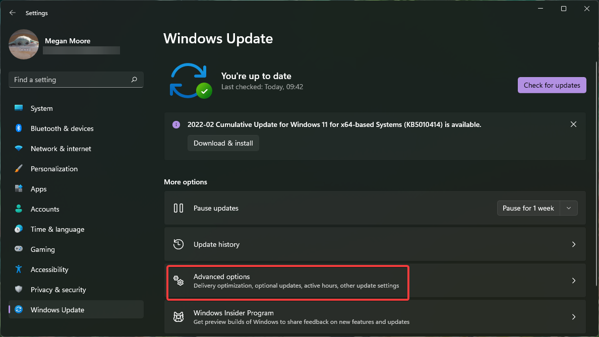 How to view optional updates in the windows update section in settings.