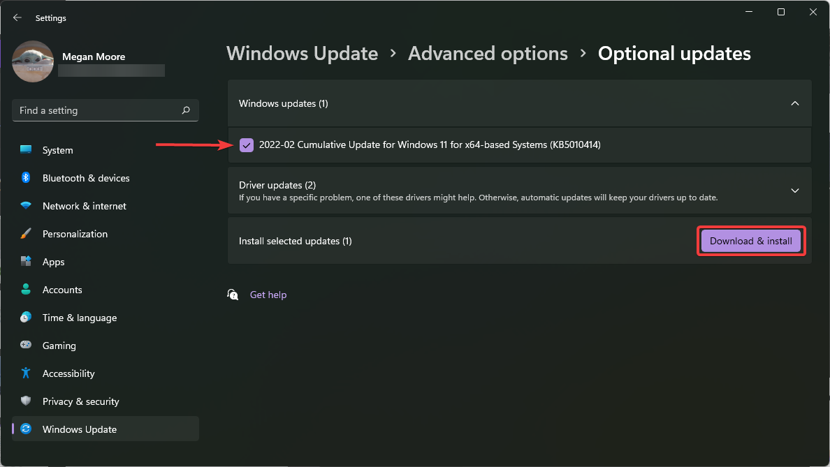 To reduce UWP apps lags, select any optional updates and then click download and install.