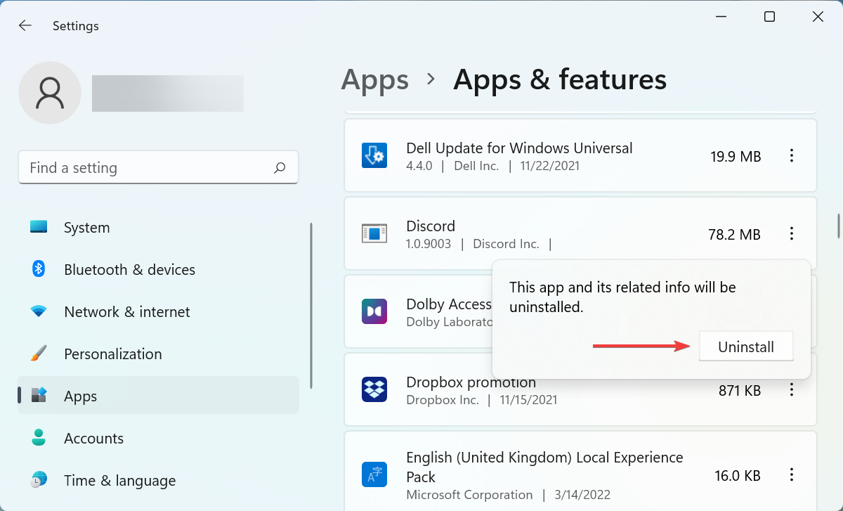 Confirm Uninstall