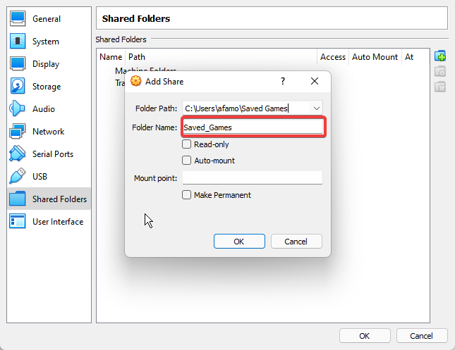 virtualbox shared folder windows 11