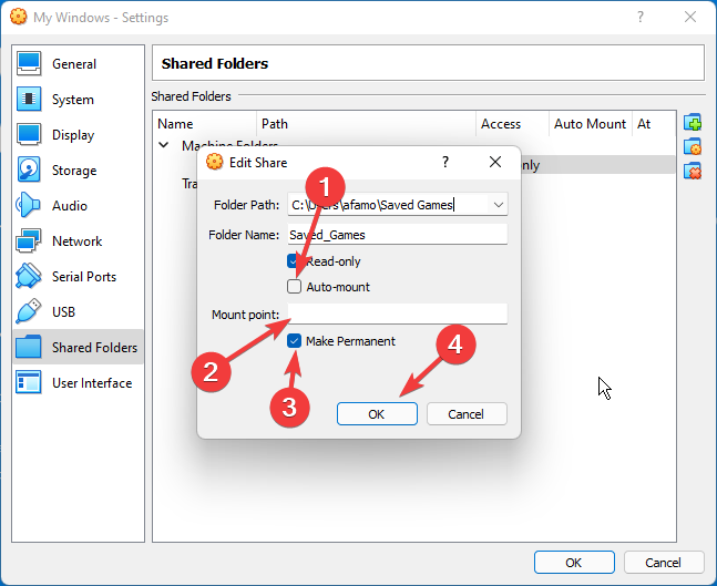 virtualbox shared folder windows 11