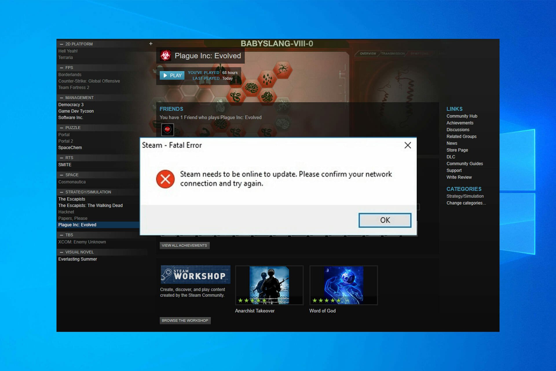 Steam needs to be online to update windows 10 11