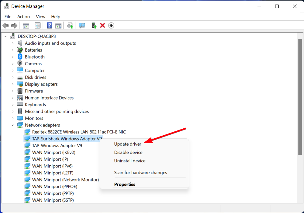 click on update driver