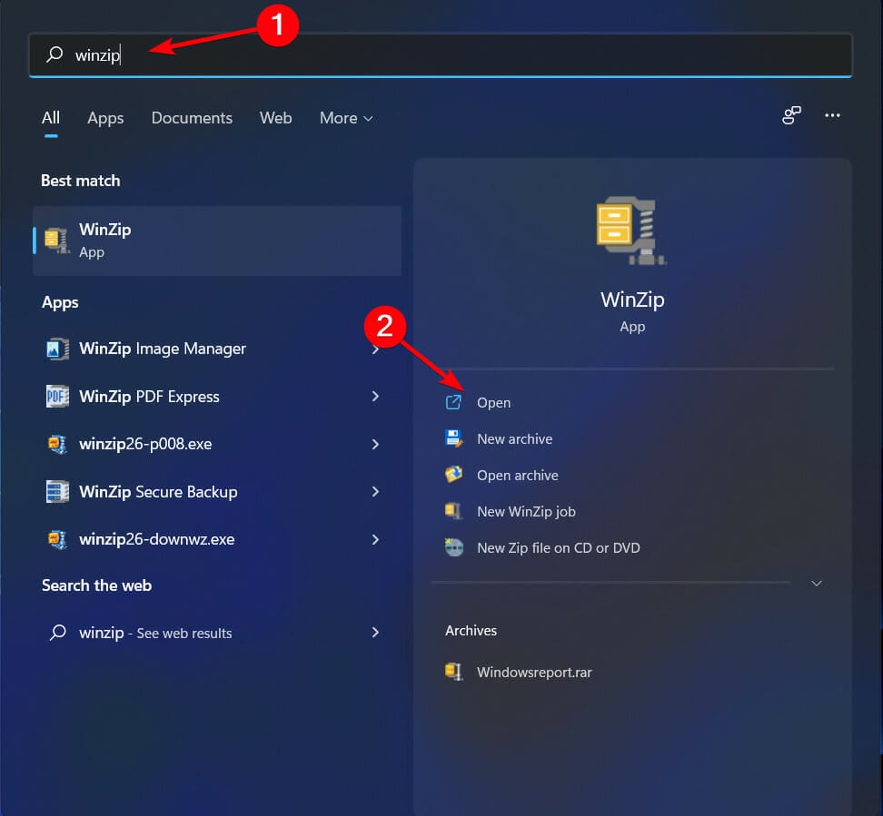 search for winzip