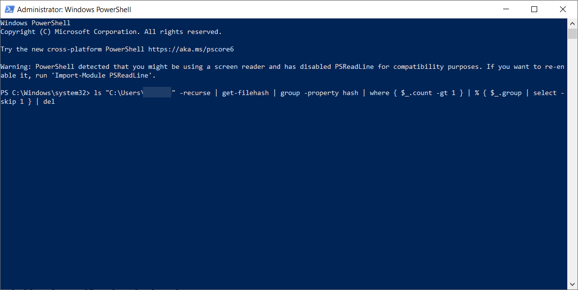powershell remove duplicates