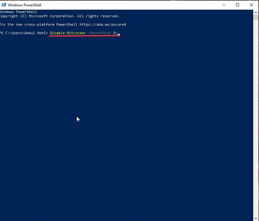 Using Powershell to disable BitLocker