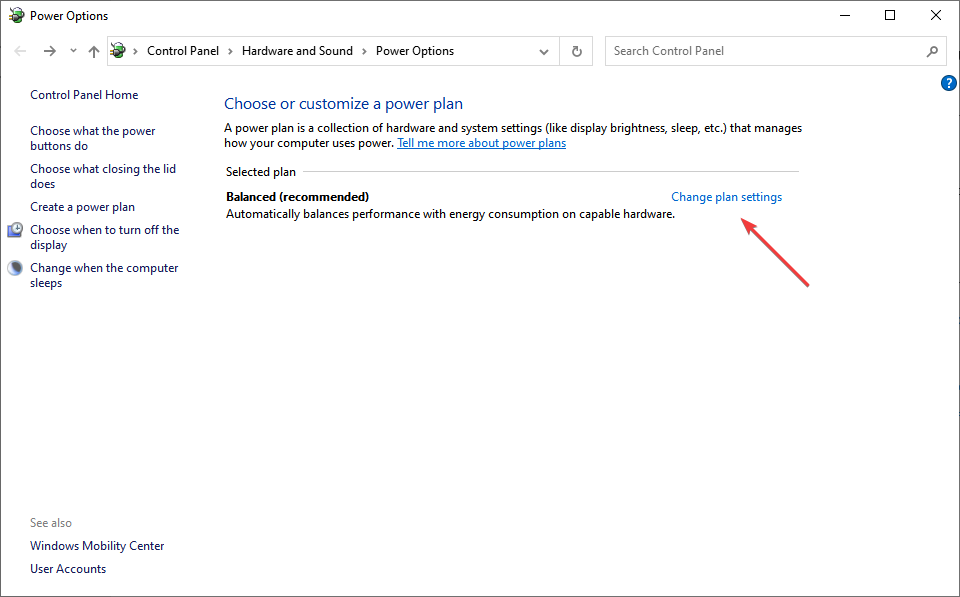 change plan settings