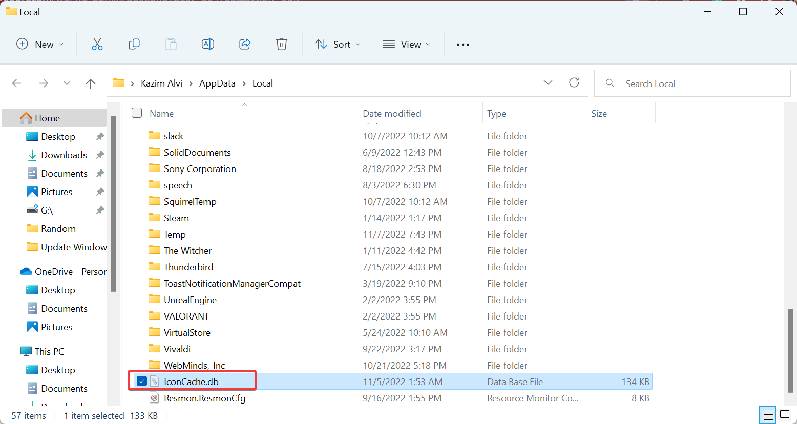 delete iconcache.db to fix desktop icons flashing