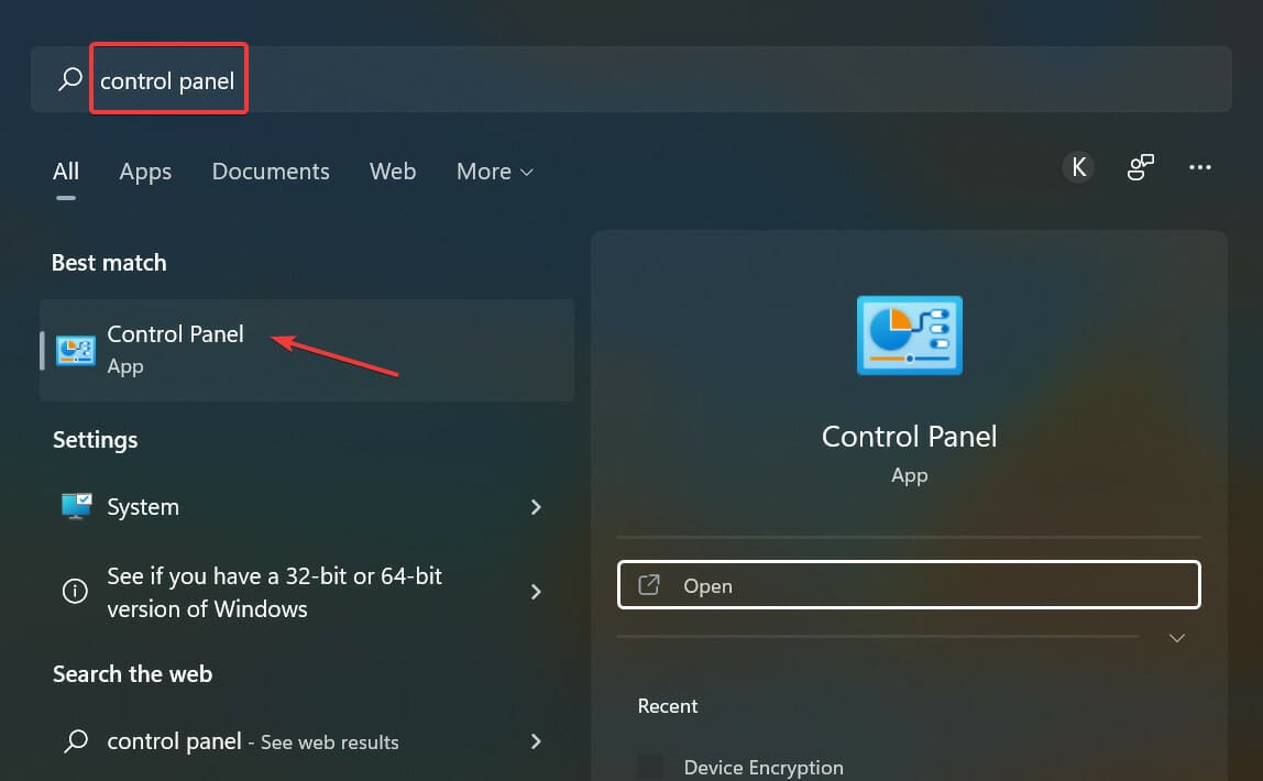 Control Panel to fix windows 11 error code 43