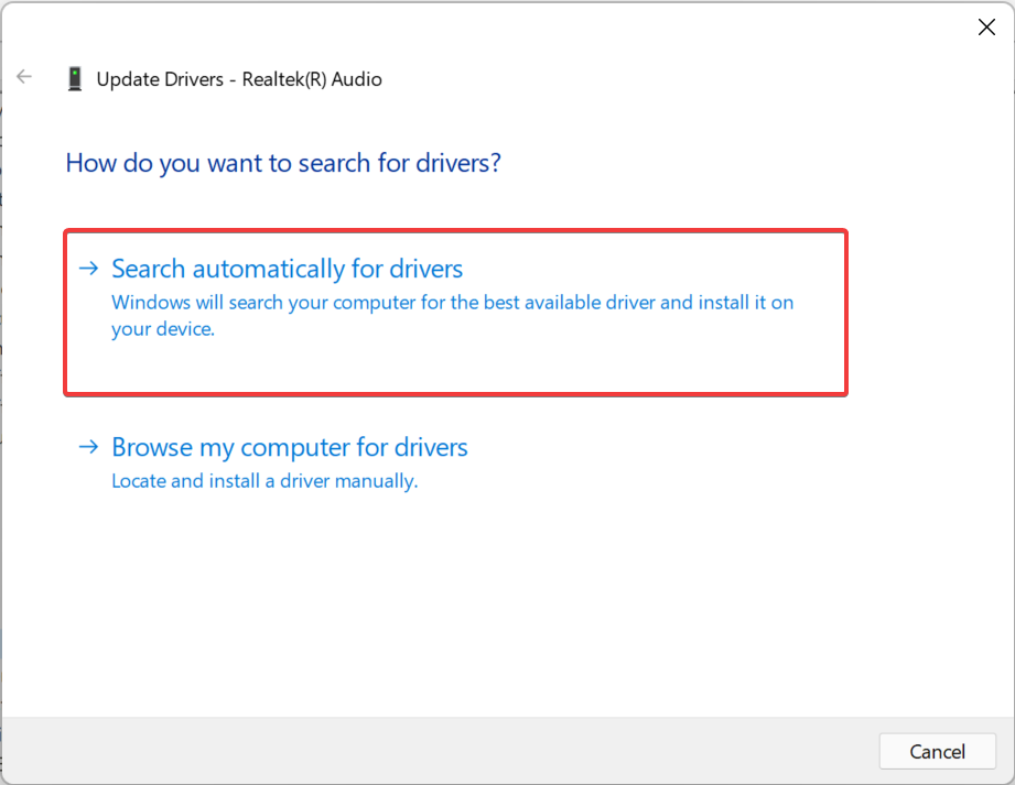 Search automatically for drivers