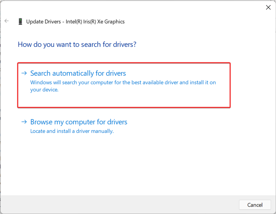 Search automatically for drivers