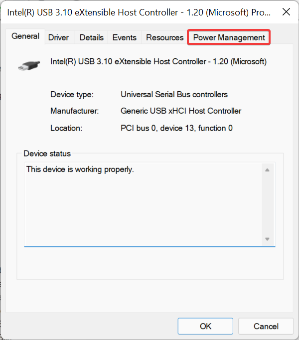 Power management to fix windows 11 error code 43