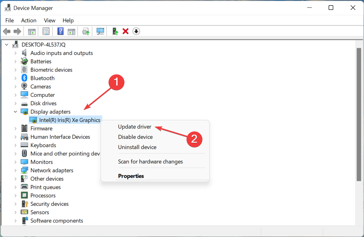 Update driver to fix windows 11 error code 43