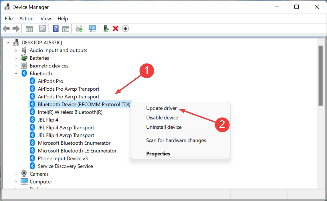 Update driver to fix bluetooth missing in device manager windows 11