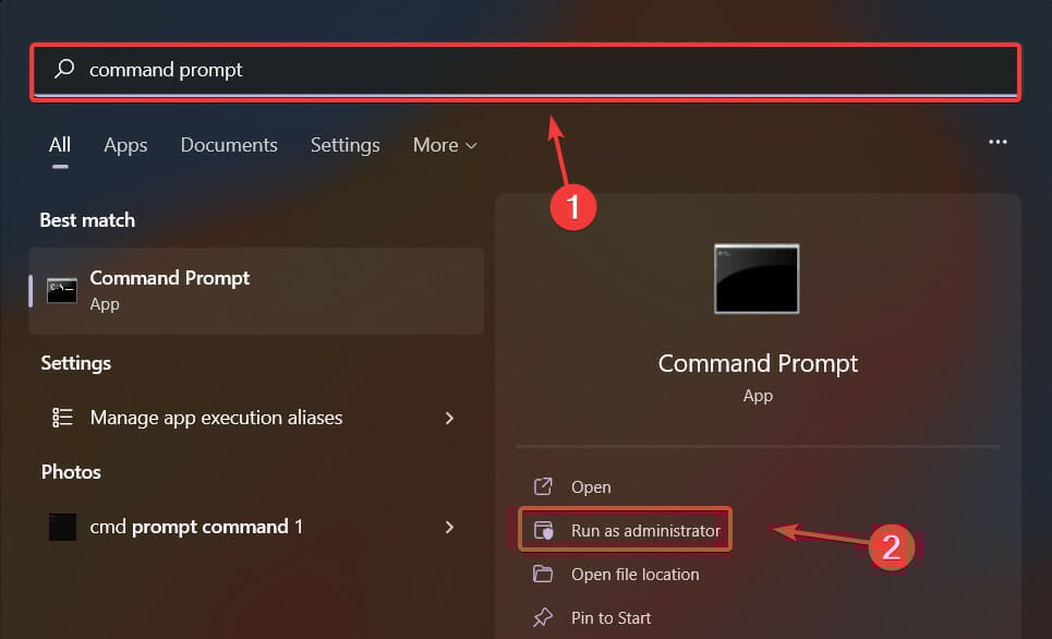 open cmd prompt as administrator