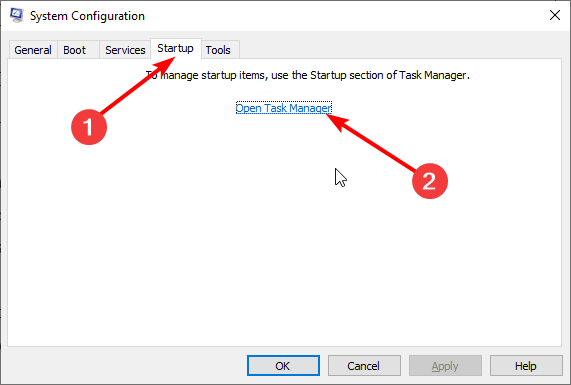 startup tab