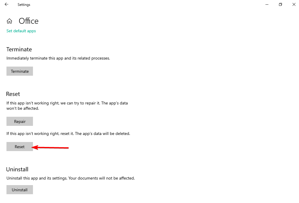 reset-office microsoft office not opening