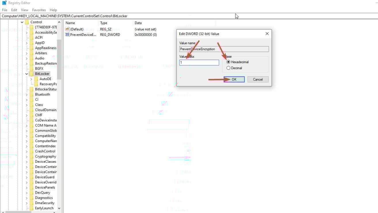 Setting value data to 1