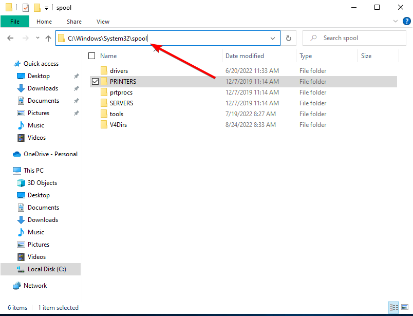 spool-printers error printing windows 10
