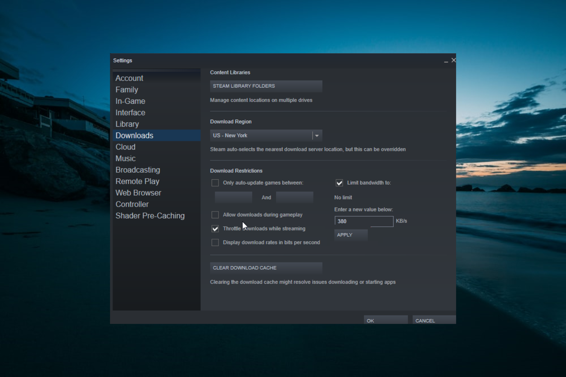 steam download goes on and off