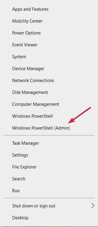 choose powershell admin from menu