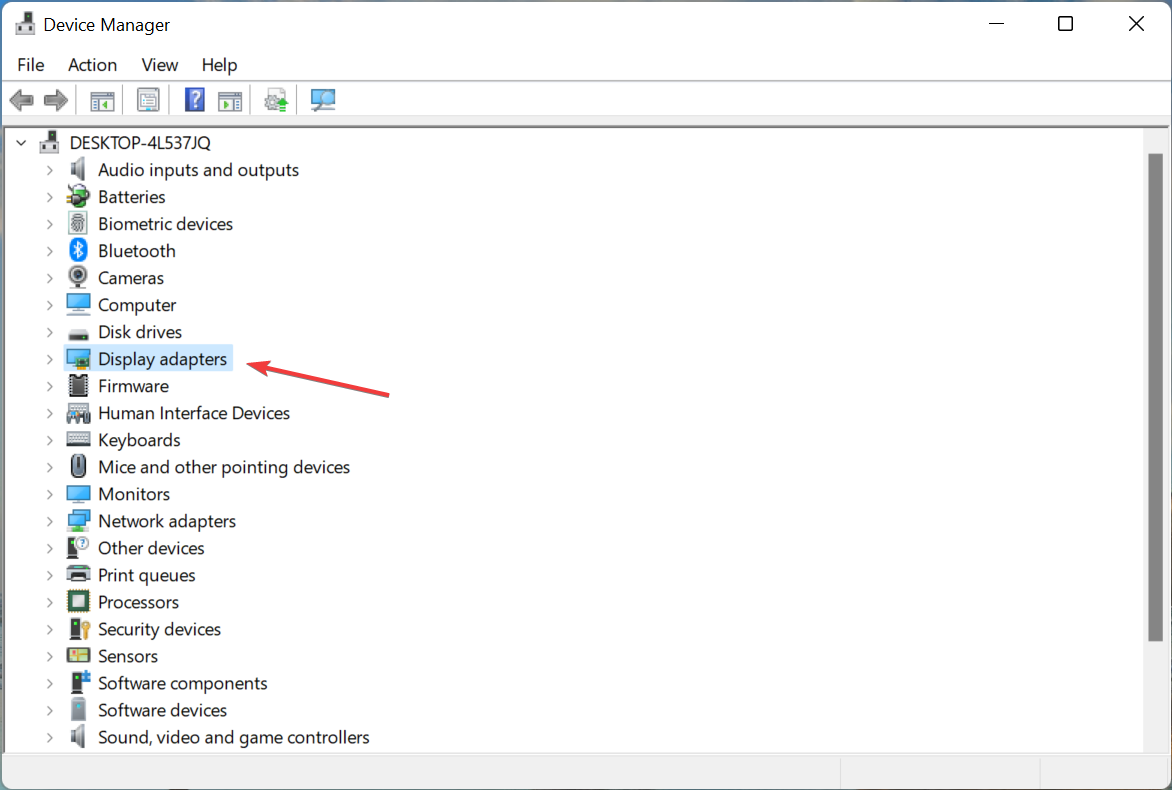 Display adapters to fix windows 11 desktop not responding