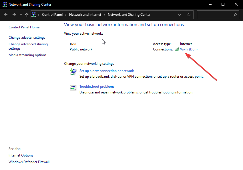 click on network next to connections