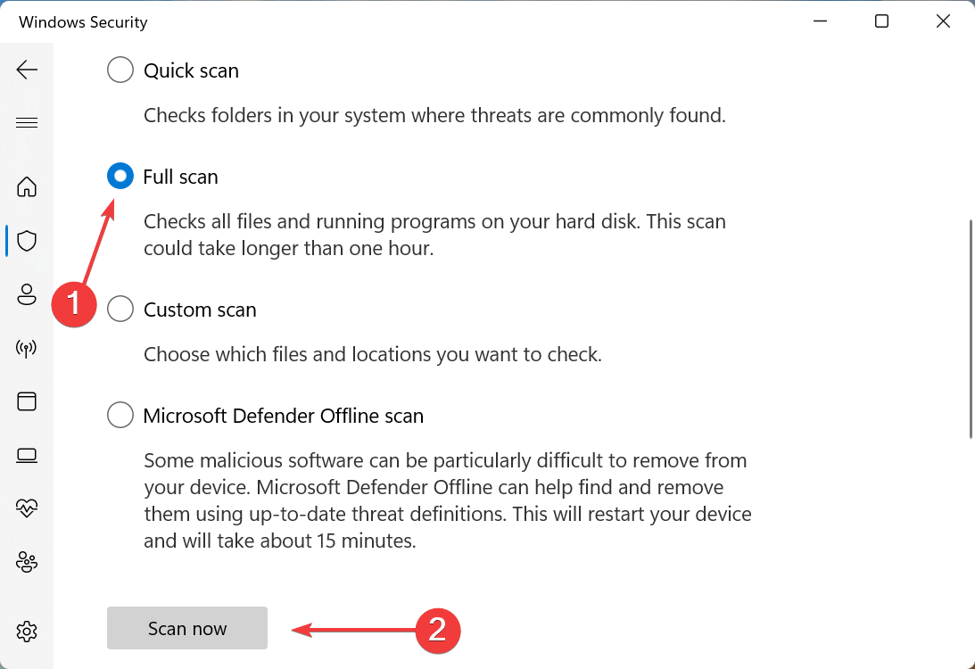 Full scan to fix windows 11 desktop not responding