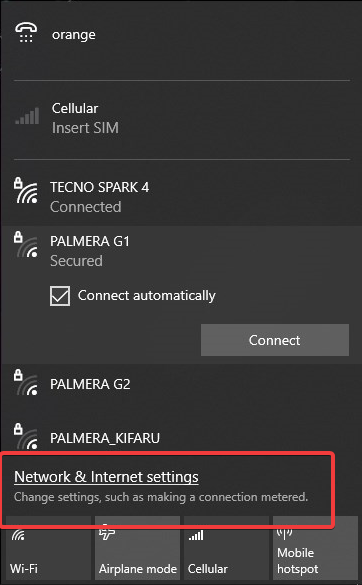 Network & Internet settings