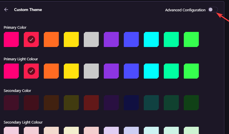 Advanced Configuration for Opera GX theme