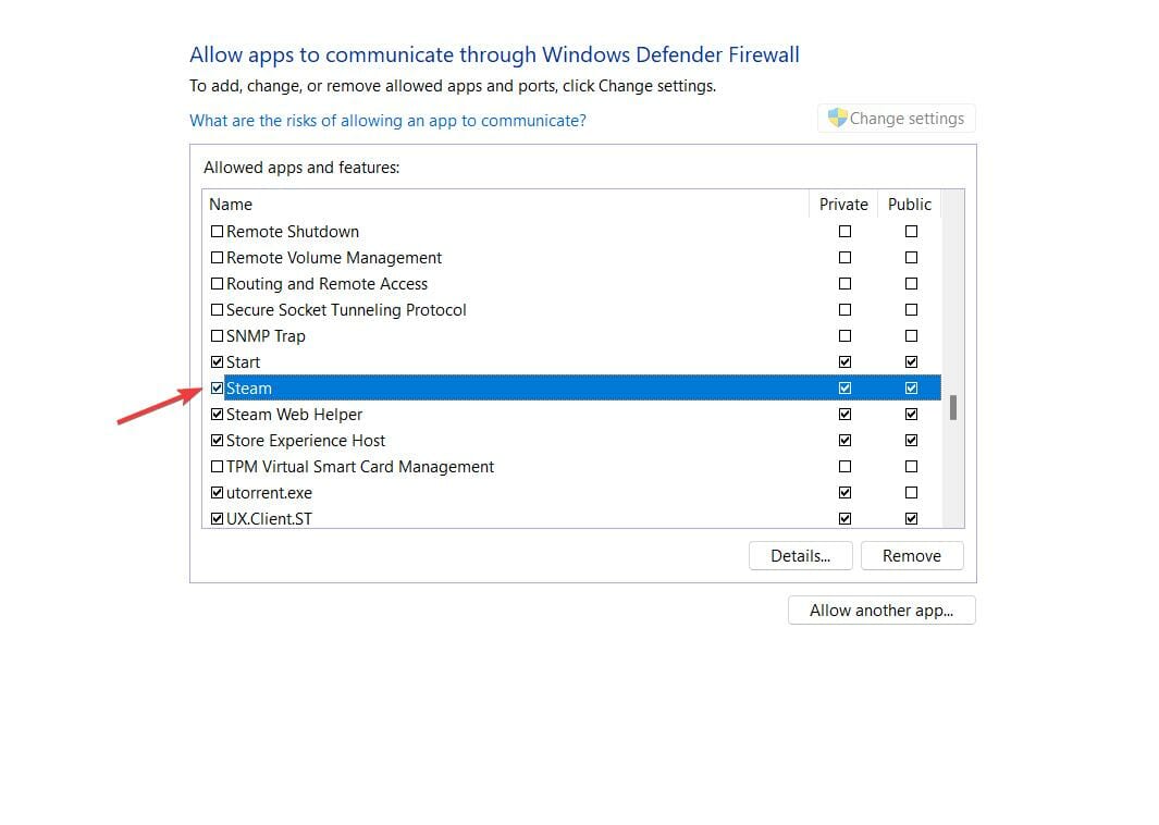 Allow Steam through firewall