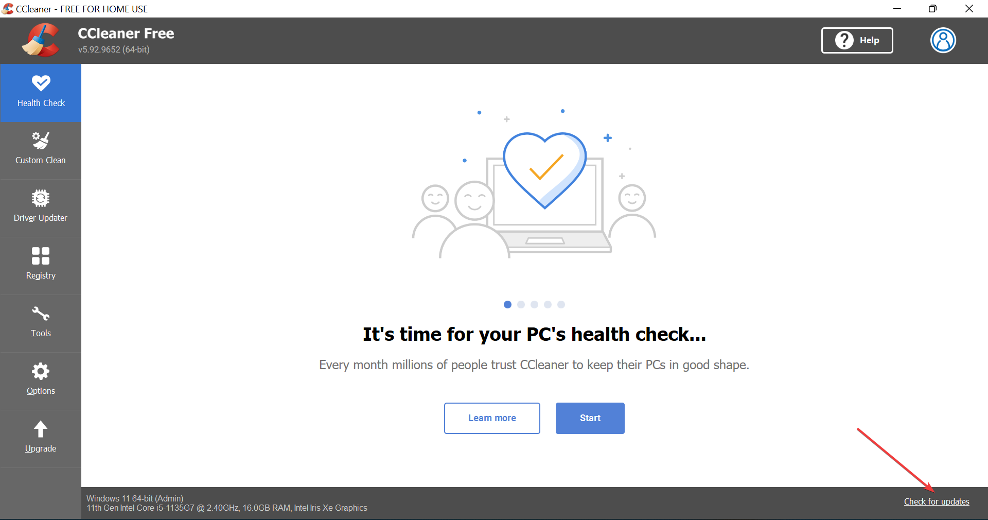 Check for updates to fix ccleaner update not working
