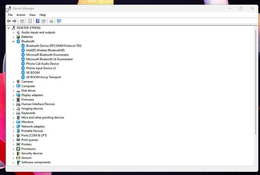 Bluetooth drop down menu