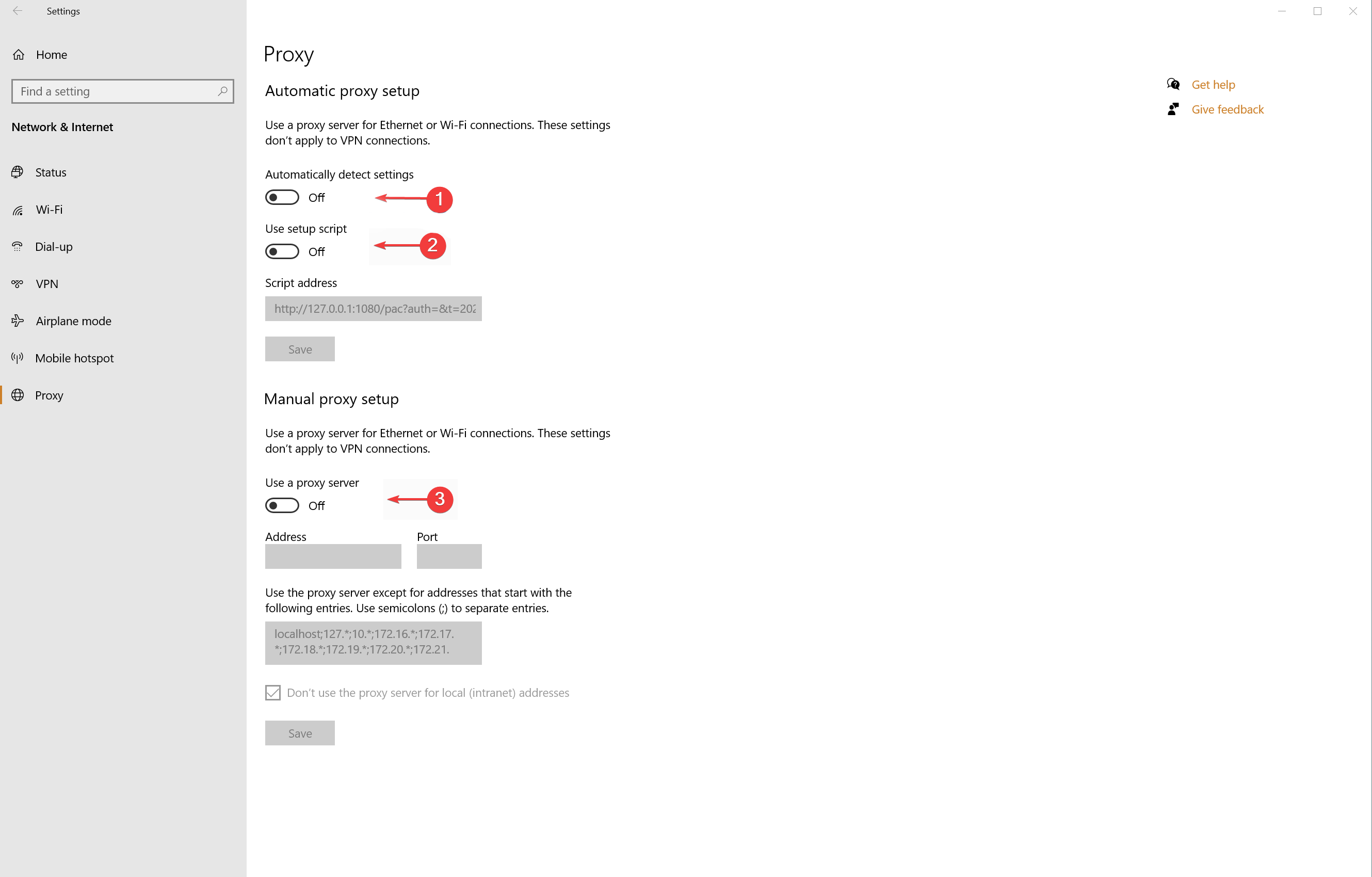 Disable All Proxies