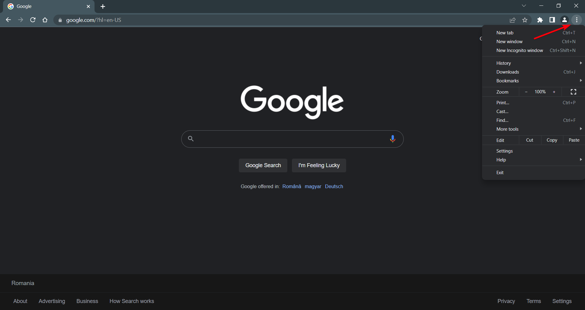 open the google chrome menu